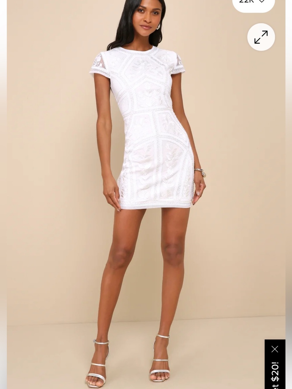 NWOT Lulu's Spread Your Shine White Embroidered Sequin Mini Dress - Small